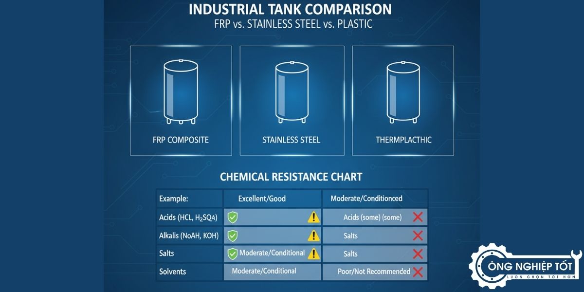 So sánh bồn FRP – inox – nhựa